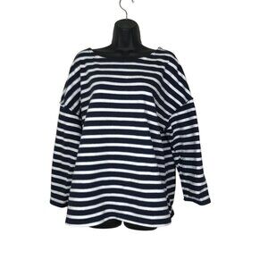 Madewell Navy and White Striped Sweatshirt